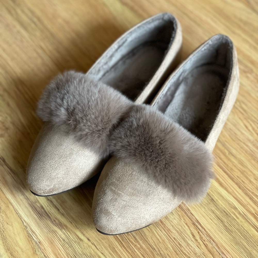 Suede fur winter flats